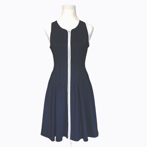Vintage Betsey Johnson Navy Zipper Front Dress w/ White Piping Sz:6